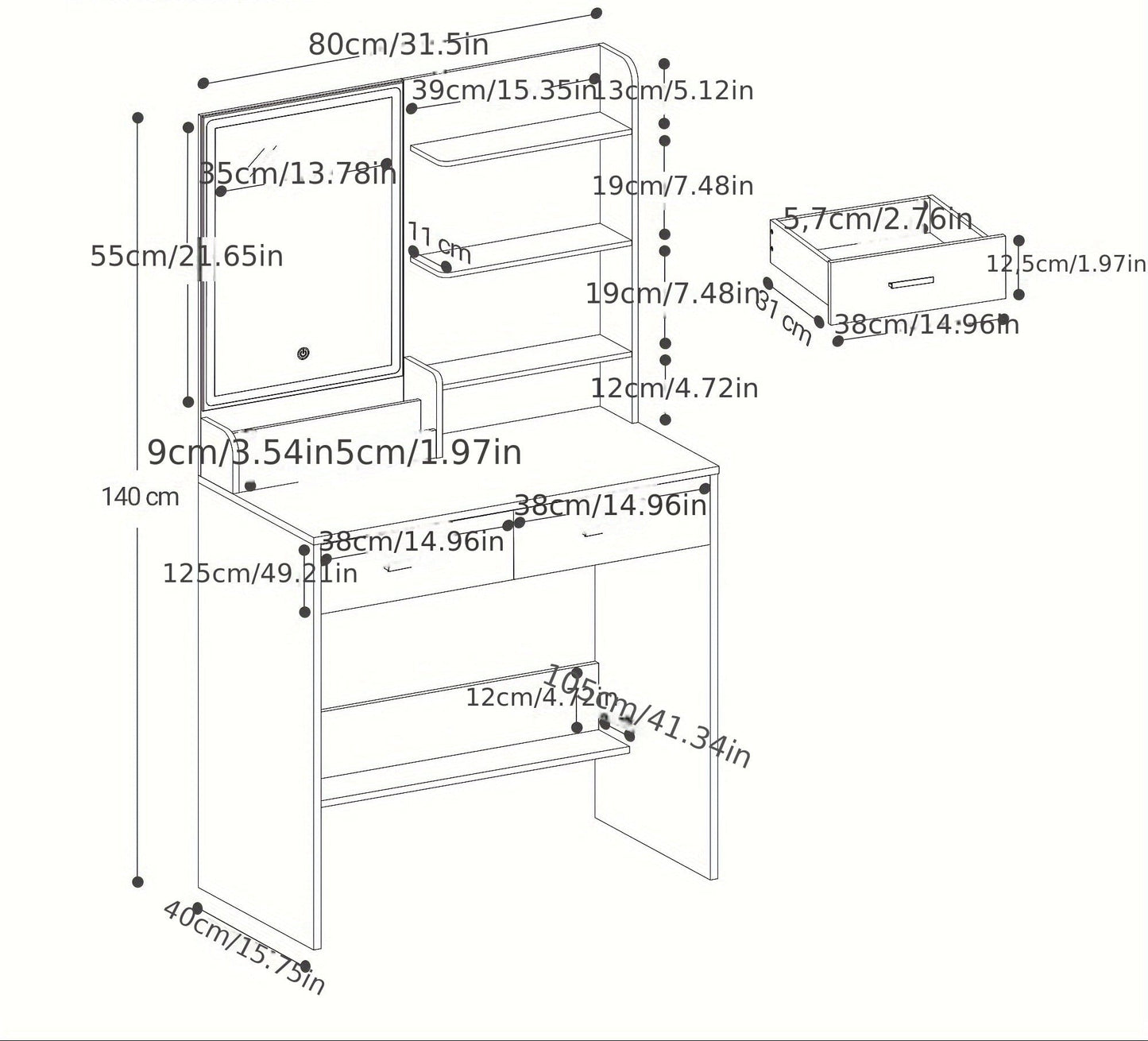 Meuble coiffeuse Blanc