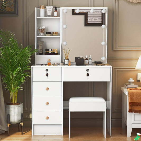 Coiffeuse miroir tabouret