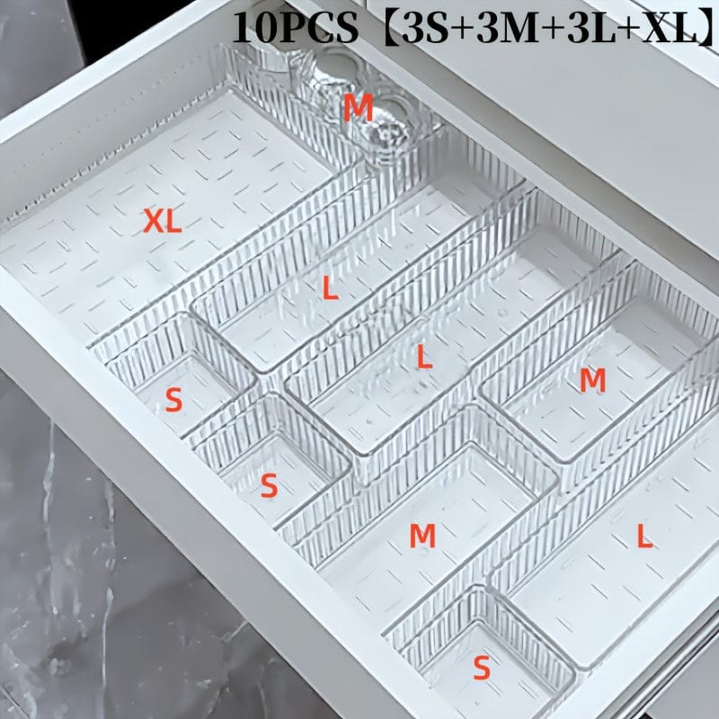Boite tiroir de rangement 10pcs (XL+3L+3M+3S)