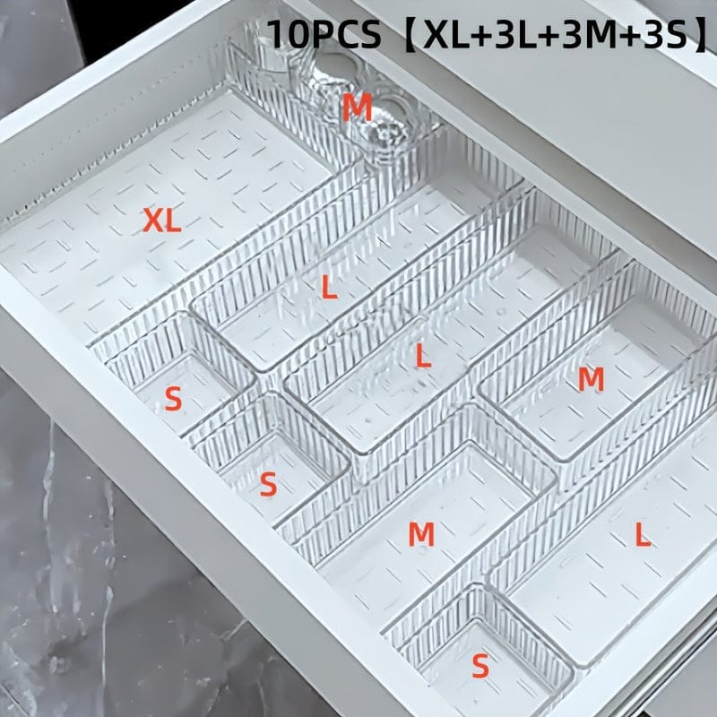 Boite tiroir de rangement 10pcs (XL+3L+3M+3S)