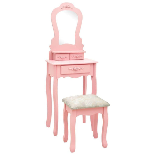 Coiffeuse avec tabouret et miroir Rose