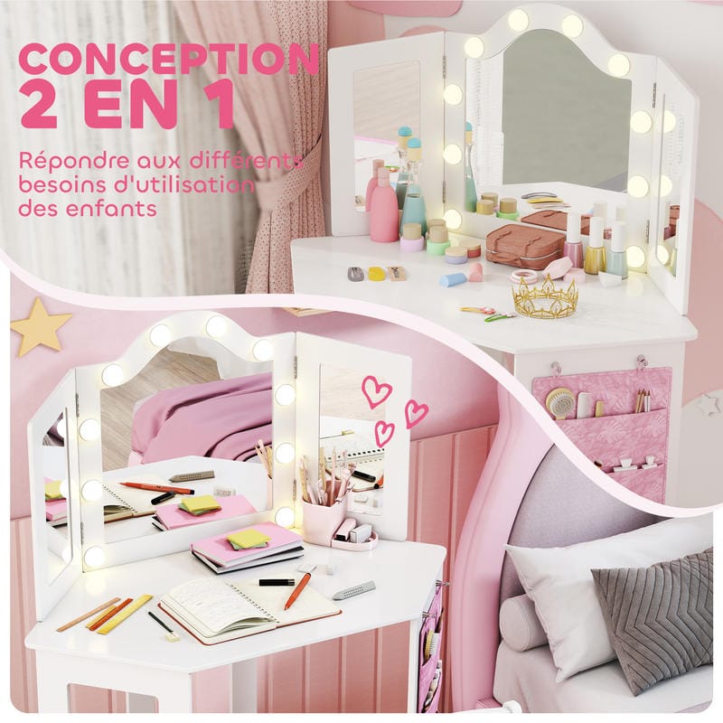 Coiffeuse blanche avec miroir Blanc