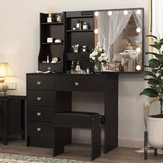 Coiffeuse moderne avec rangement Noir