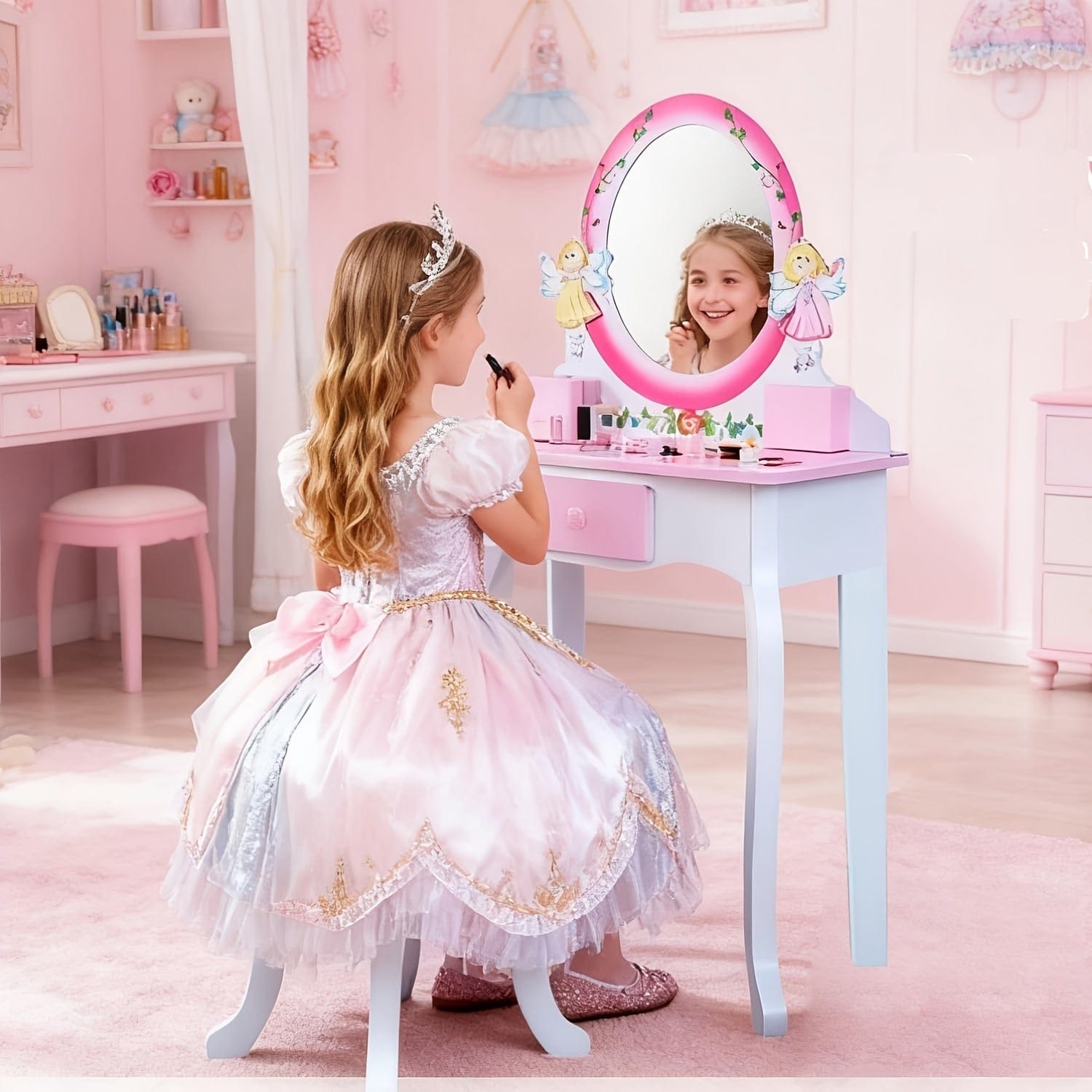 Coiffeuse pour fillette Rose