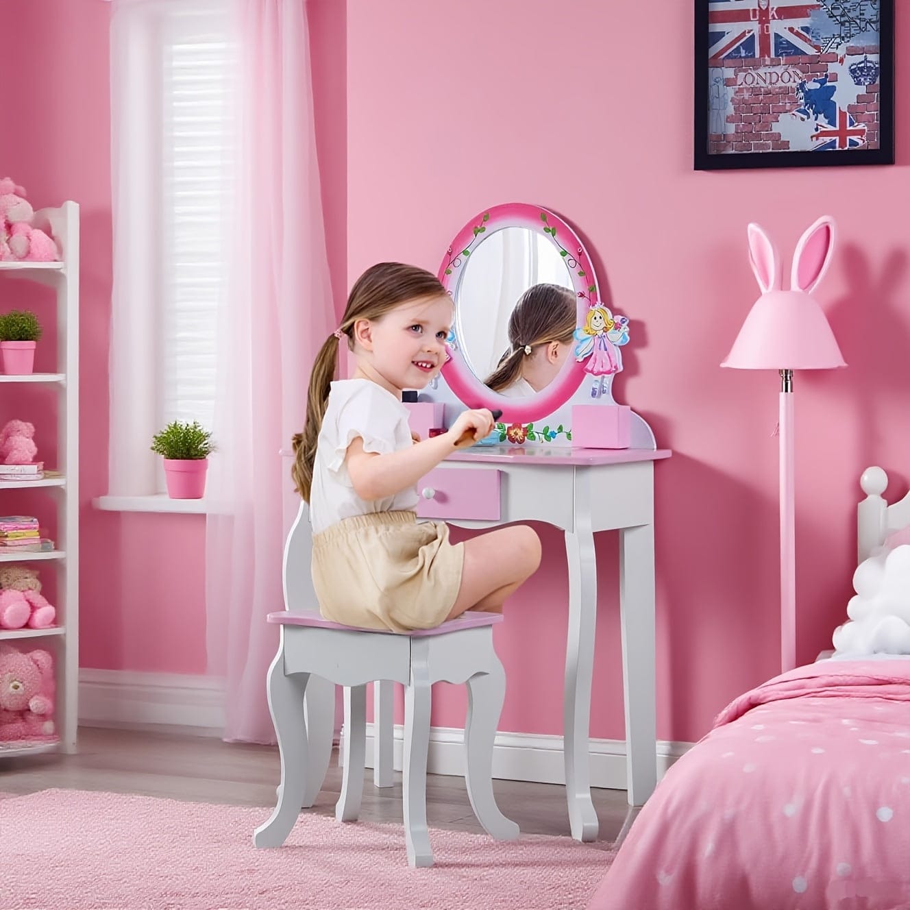 Coiffeuse pour fillette Rose