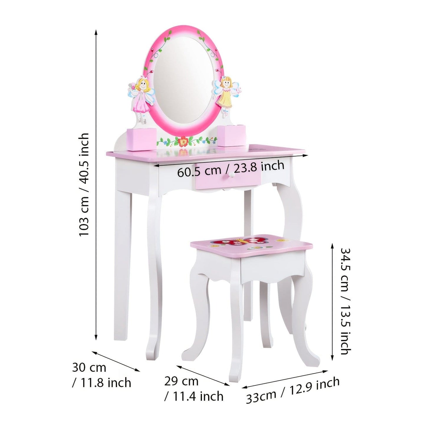 Coiffeuse pour fillette Rose