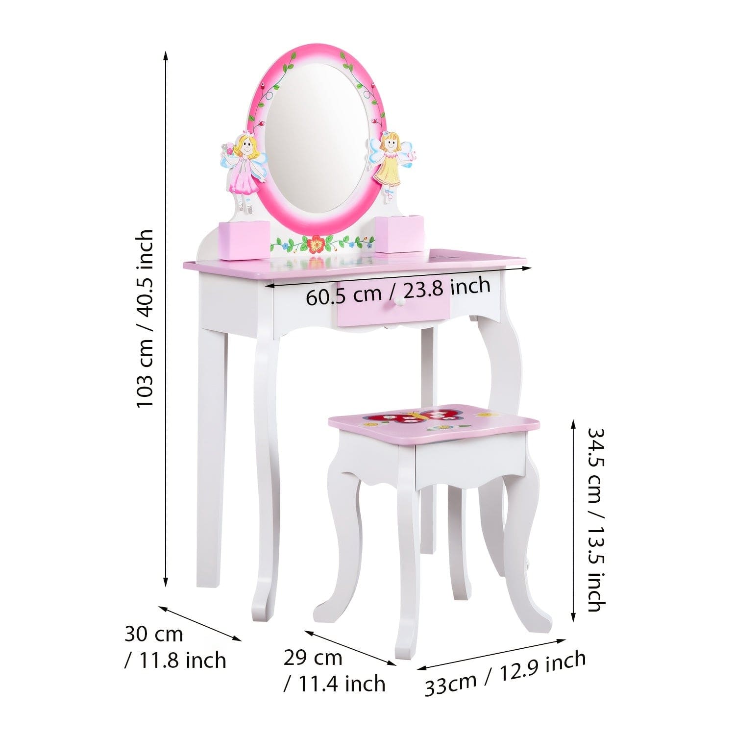 Coiffeuse pour fillette Rose