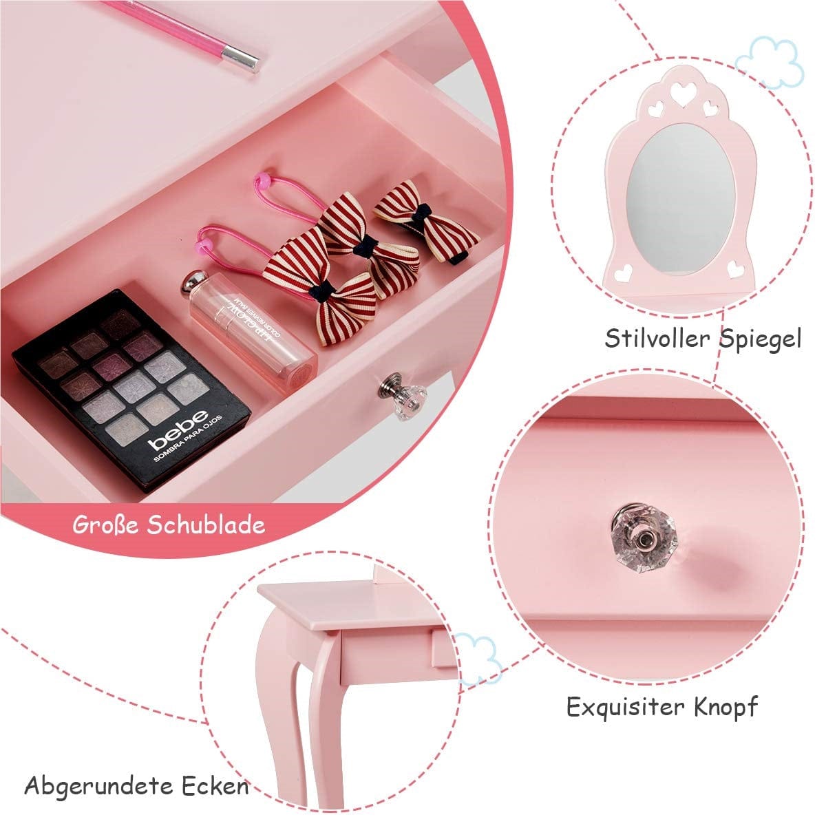 Coiffeuse rose poudré Rose