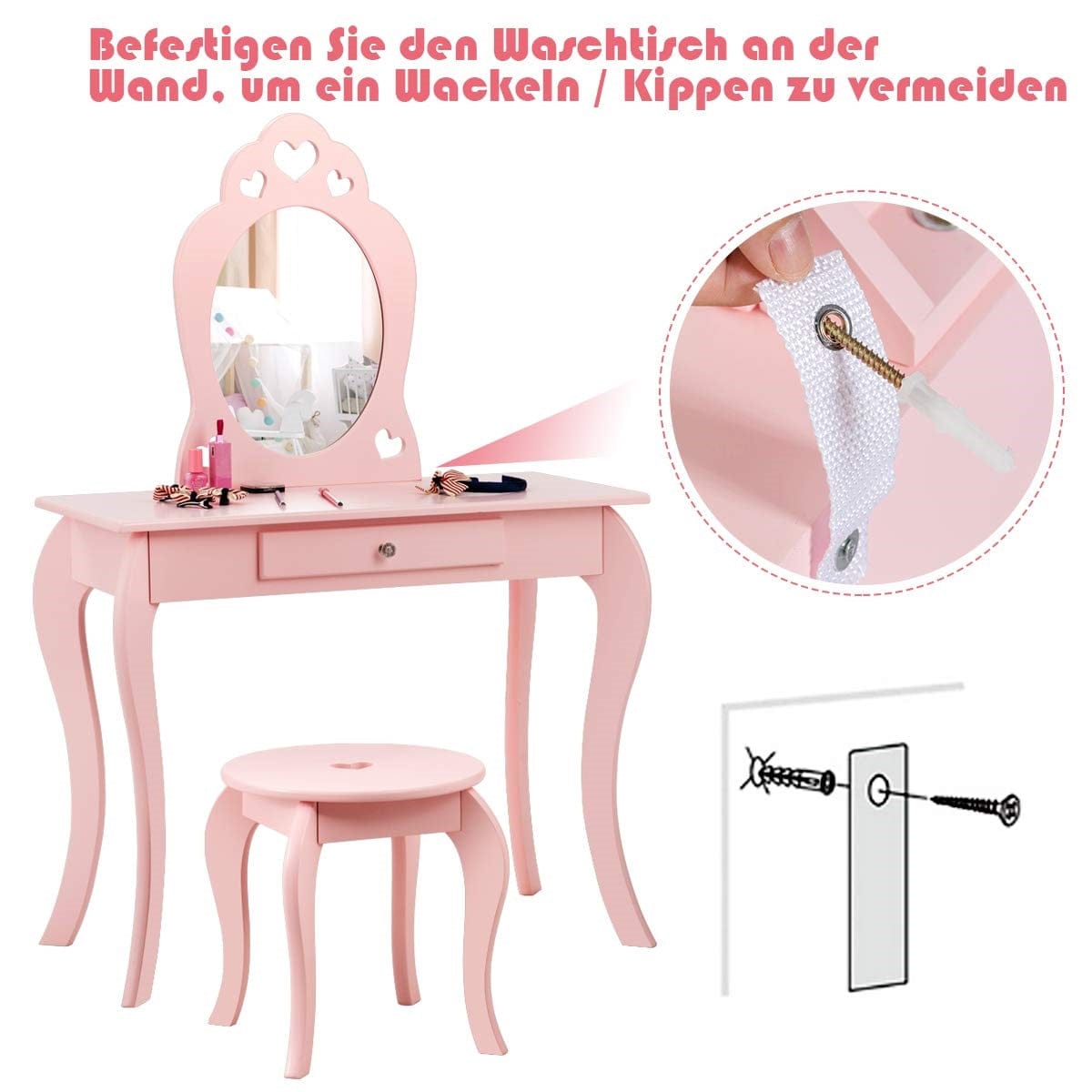 Coiffeuse rose poudré Rose