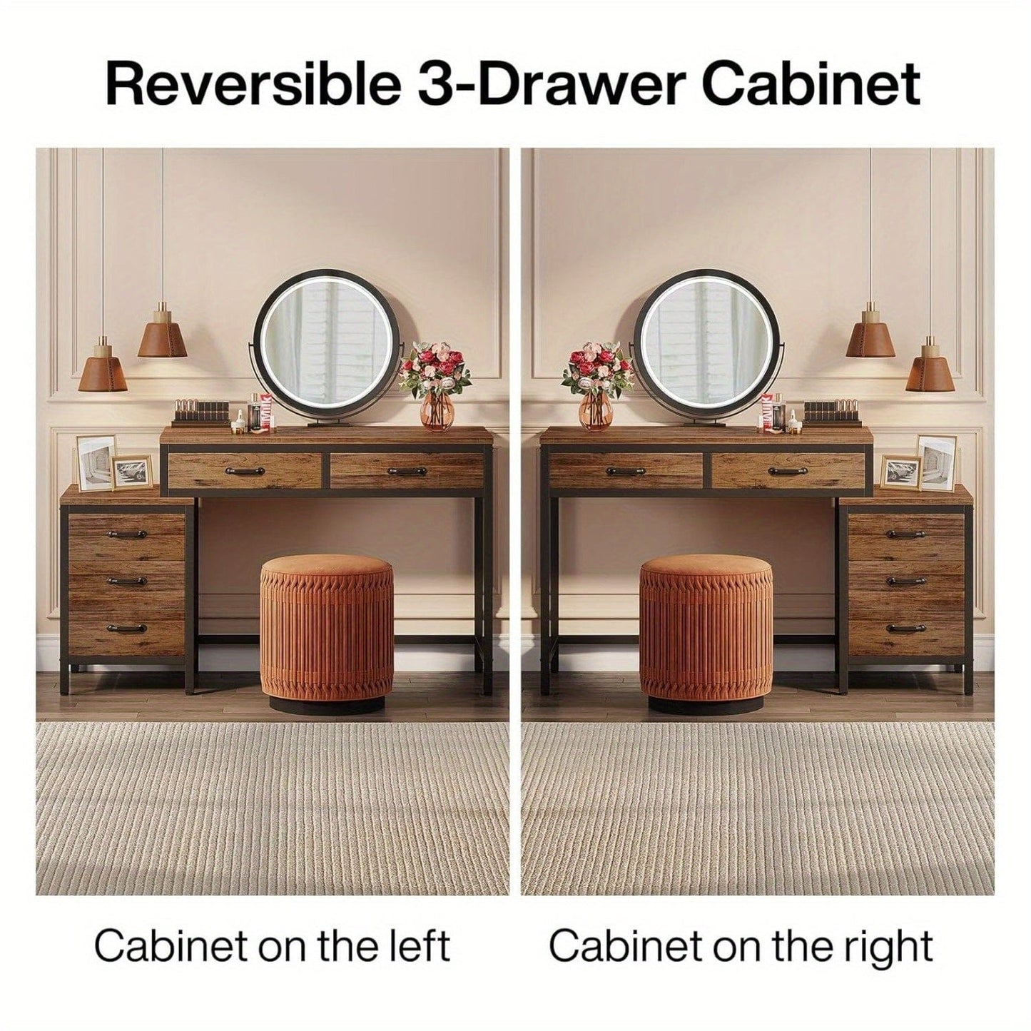 Grande coiffeuse avec rangement Bois