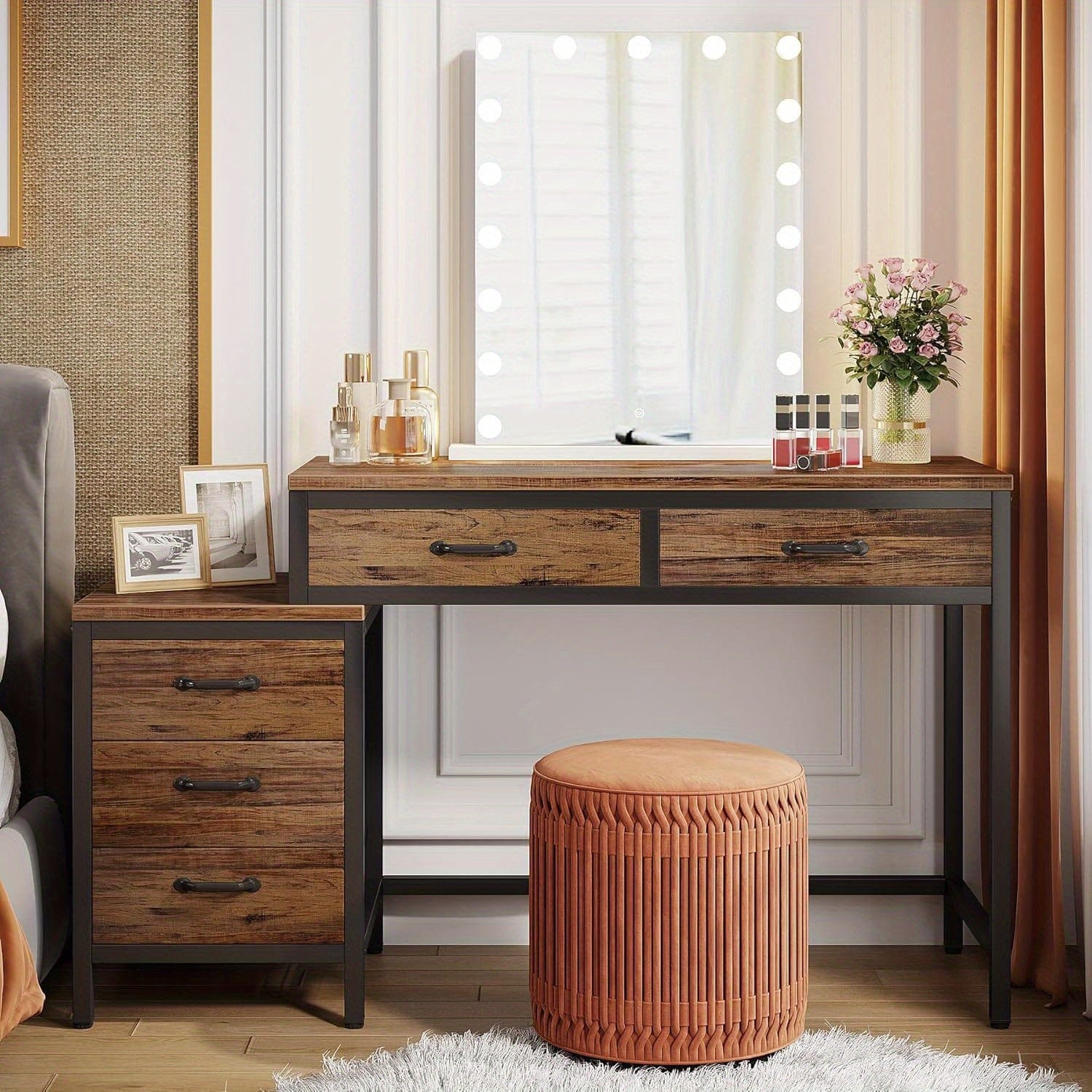 Grande coiffeuse avec rangement Bois