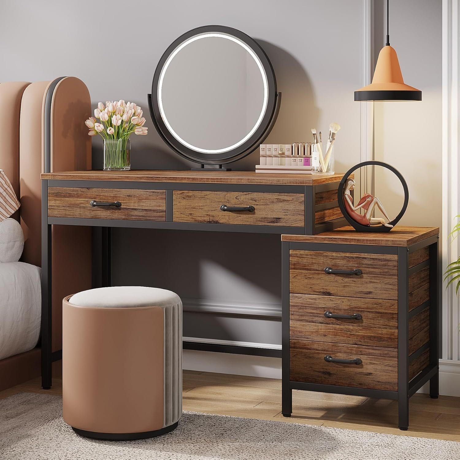 Grande coiffeuse avec rangement Bois