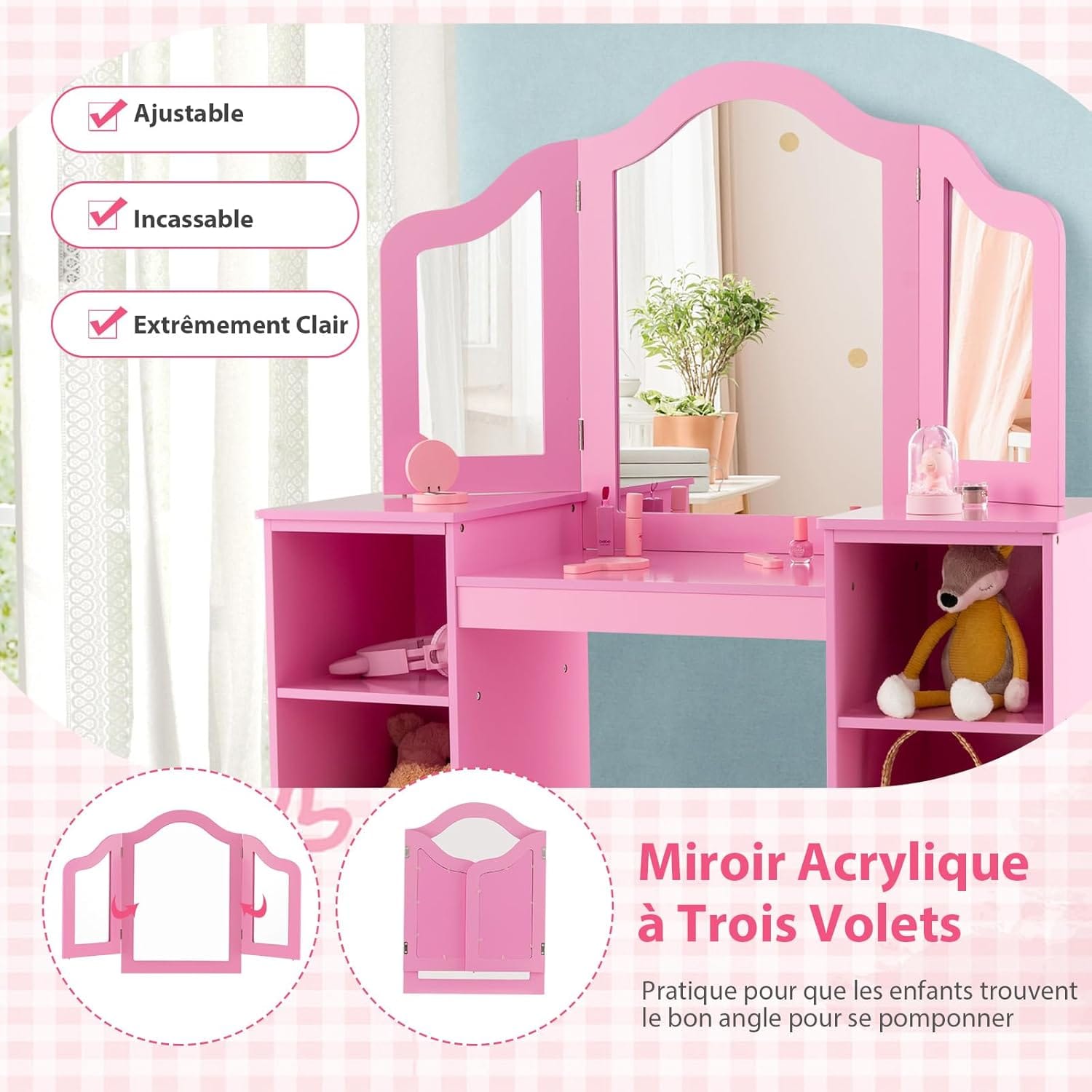 Petite coiffeuse meuble Rose