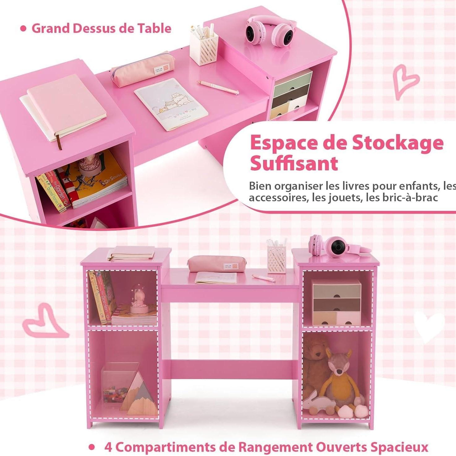 Petite coiffeuse meuble Rose