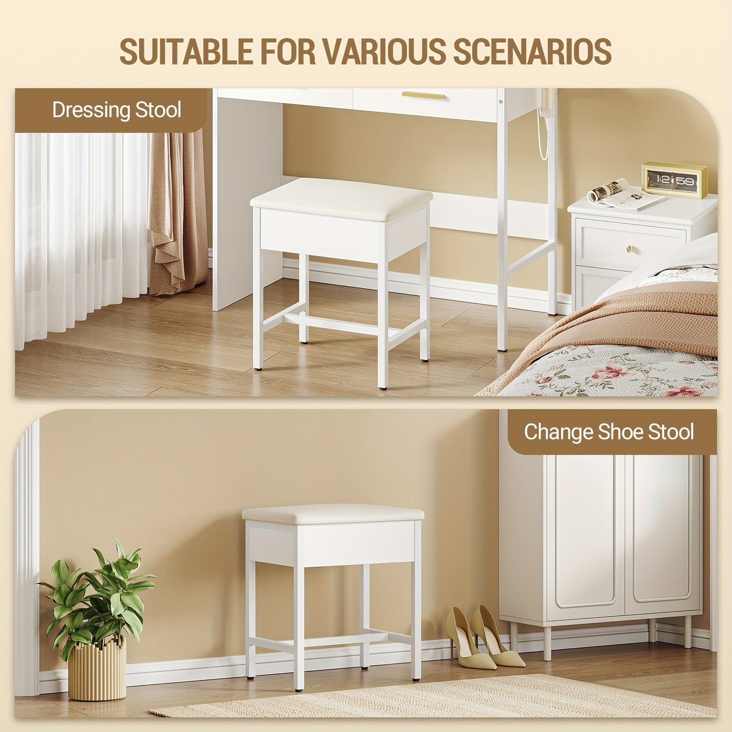 Tabouret coiffeuse Blanc