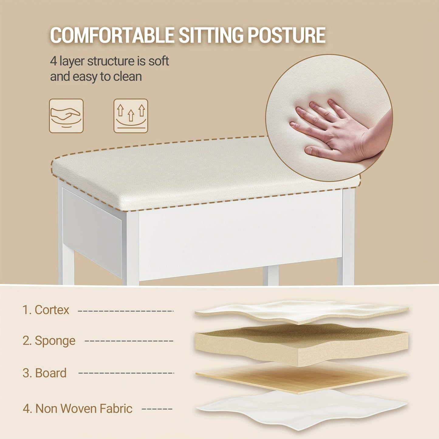 Tabouret coiffeuse Blanc