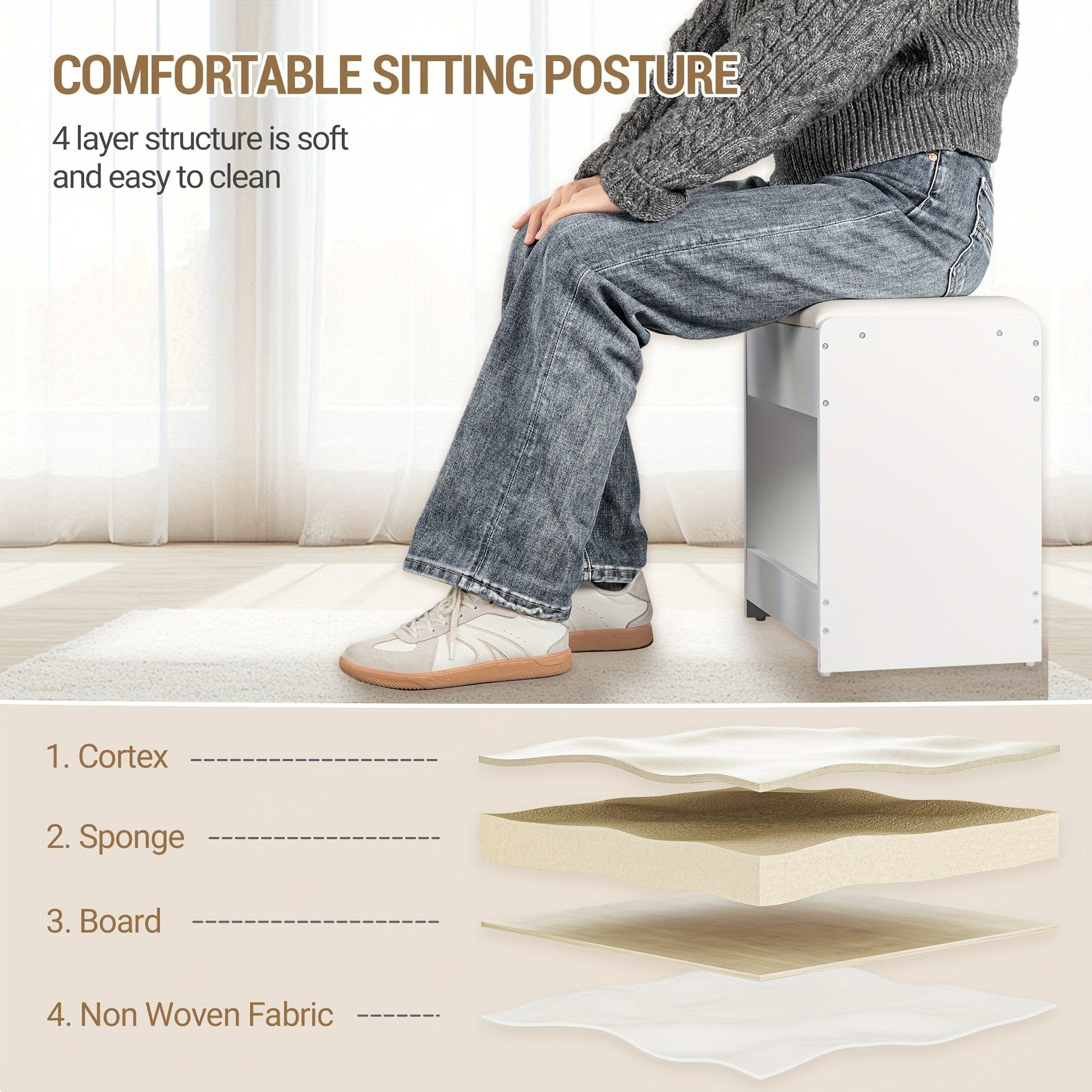 Tabouret pour coiffeuse Blanc