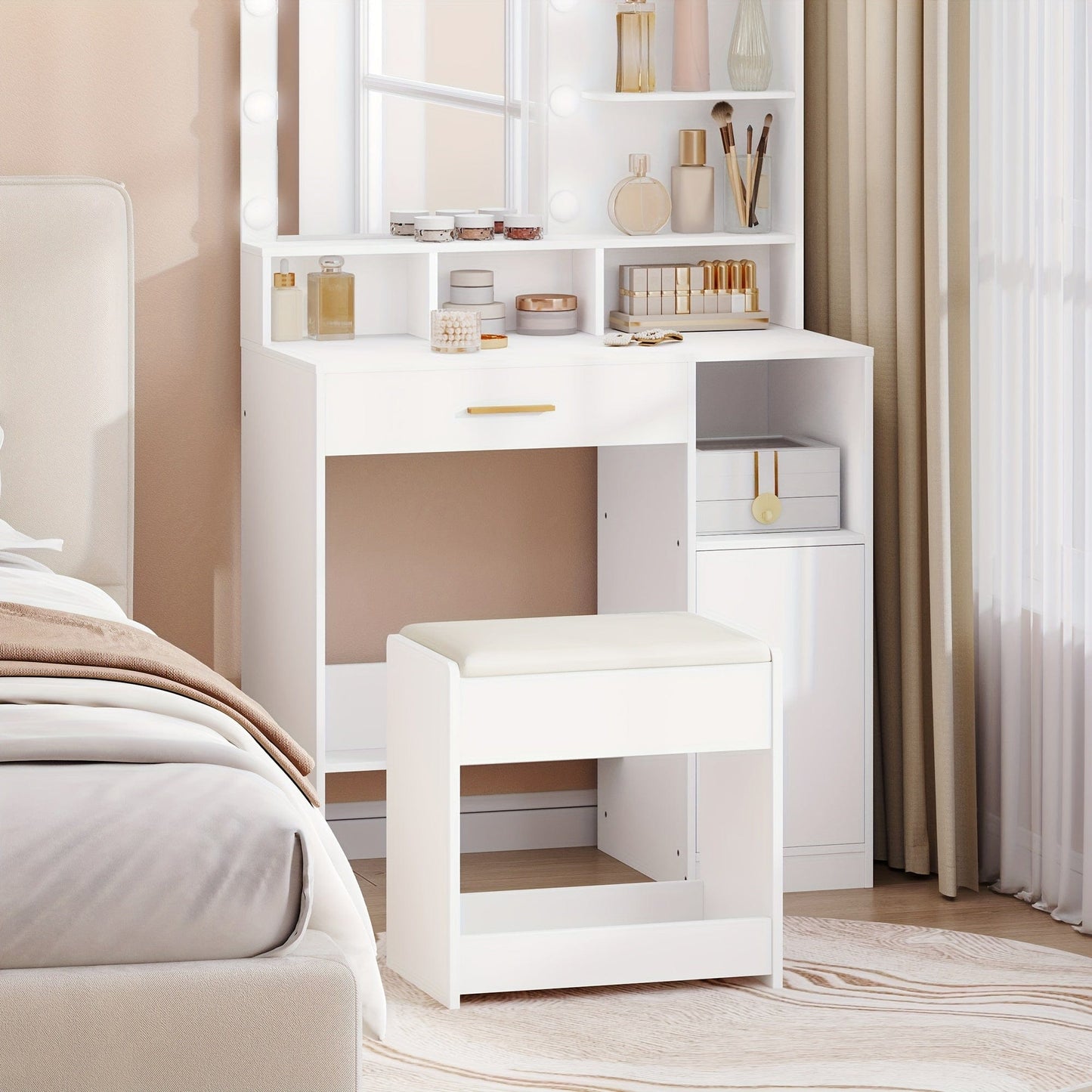 Tabouret pour coiffeuse Blanc