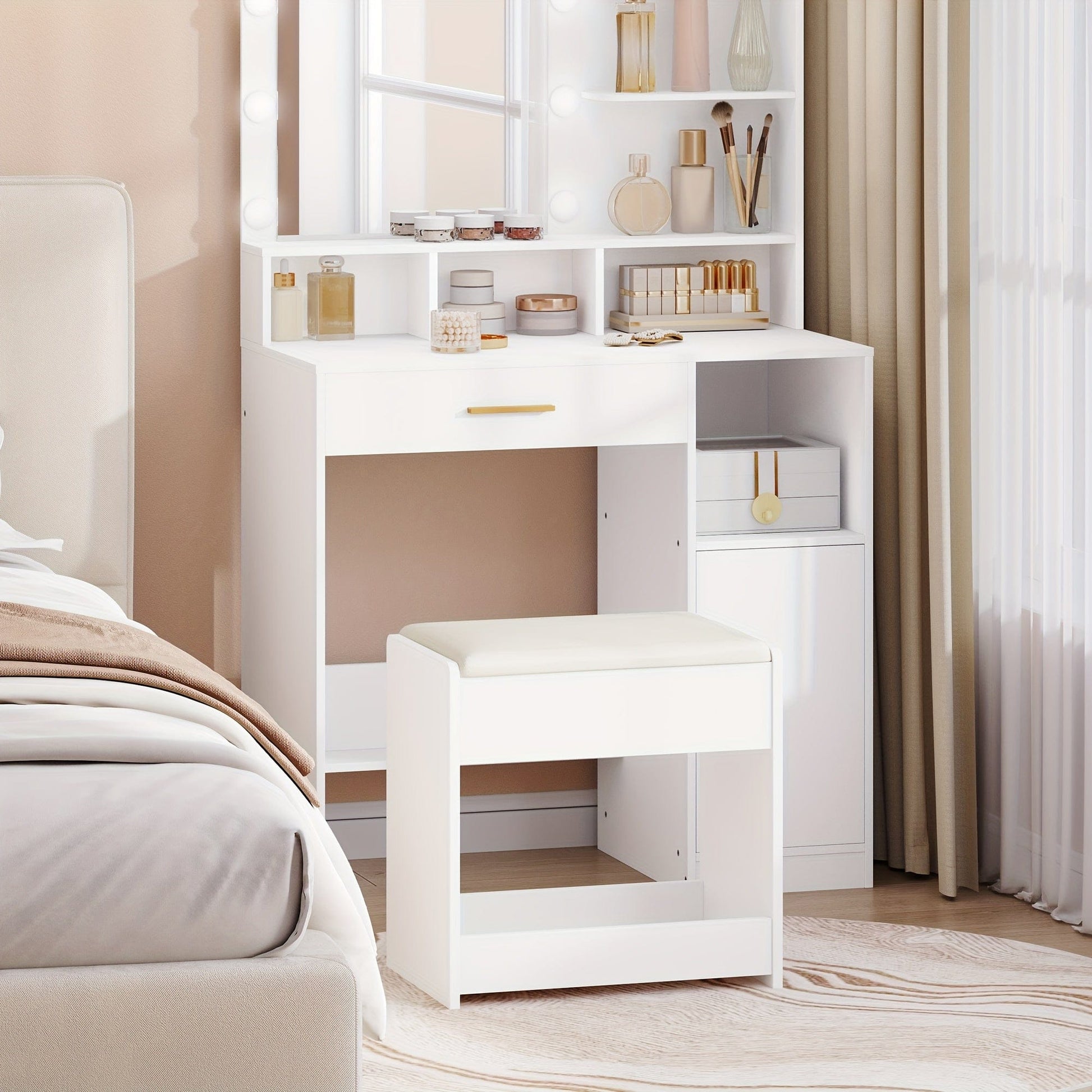 Tabouret pour coiffeuse Blanc