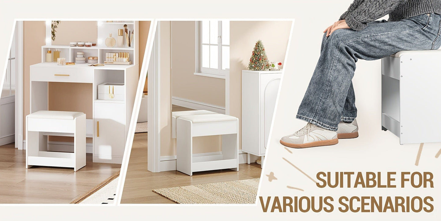 Tabouret pour coiffeuse Blanc